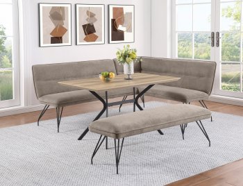 Edgecreen Dining Nook 3Pc Set 108481 by Coaster w/Taupe Benches [CRDS-108481-108496 Edgecreen]