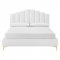 Olivia Upholstered Platform Queen Bed in White Velvet by Modway