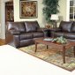 Mahogany Leather-Look Fabric Modern Sofa & Loveseat Set w/Option