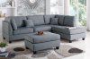 F7606 Sectional Sofa in Grey Fabric by Boss w/Ottoman