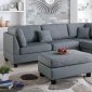 F7606 Sectional Sofa in Grey Fabric by Boss w/Ottoman