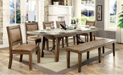 Colette CM3562T/CM3829RA Dining Table in Rustic Oak w/Options