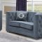 Zion Sofa & Loveseat Set in Silver Velvet Fabric w/Options