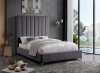 Via Upholstered Bed in Grey Velvet Fabric by Meridian