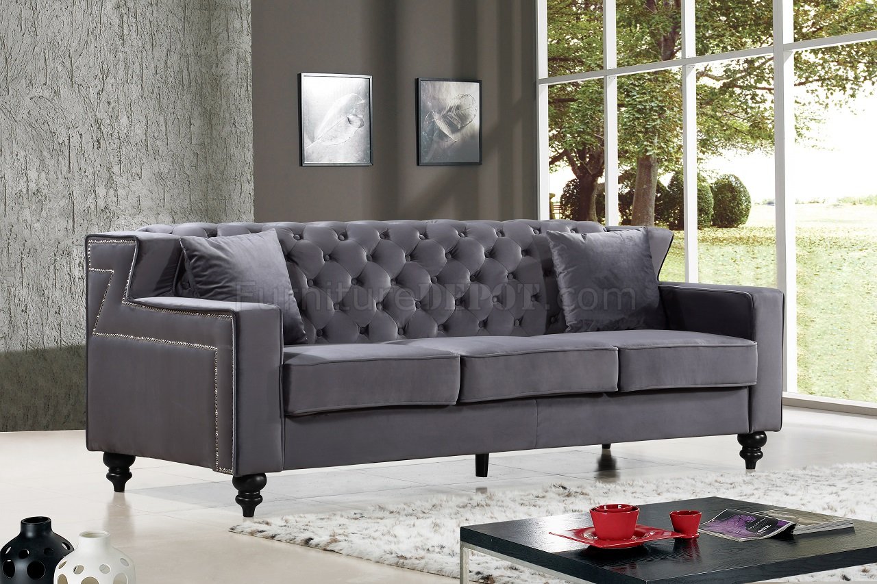 Kayla 615 Grey Sofa Fabric w/Options by Meridian Furniture