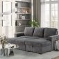 U2260 Sectional Sofa Bed in Gray Corduroy by Global w/Chaise