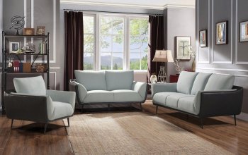 U848 Sofa & 2 Chairs Set in Fabric & PU by Global w/Options [GFS-U848 Light Gray Dark Gray 3p]