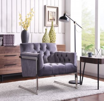 Riley Accent Chair 517 in Grey Velvet Fabric by Meridian