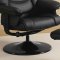 Black Leatherette Modern Reclining Chair w/Ottoman