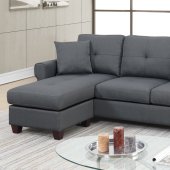F7139 Reversible Tufted Sectional in Charcoal Suede by Poundex