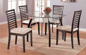 Round Glass Top Modern Dinette Table w/Dark Cappuccino Trims [PXDS-F2188]