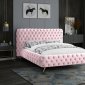 Delano Bed in Pink Velvet Fabric by Meridian w/Options