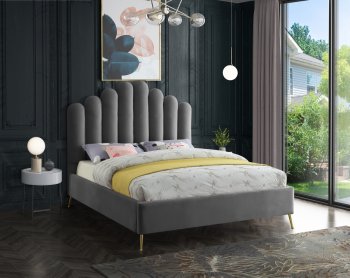 Lily Bed in Grey Velvet by Meridian w/Options [MRB-Lily Grey]