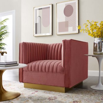 Sanguine Accent Chair in Dusty Rose Velvet by Modway [MWAC-3406 Sanguine Dusty Rose]