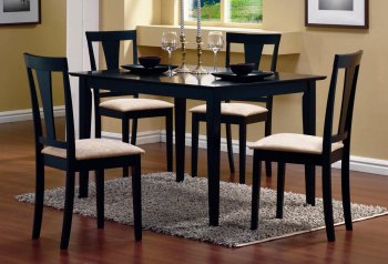 Black Finish 5 Pc Contemporary Dinette With Solid Wood Design [CRDS-150181N]