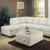 Cream or Black Full Bonded Leather Modern Sectional Sofa