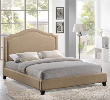 Charlotte Bed in Beige Fabric by Modway