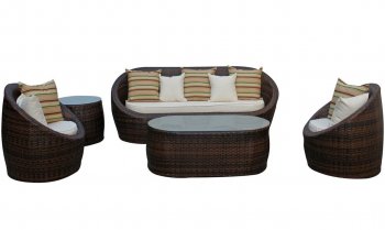 Yuanne 5Pc Patio Sofa Set by Modway in Brown & White [MWOUT-Yuanne Brown White]