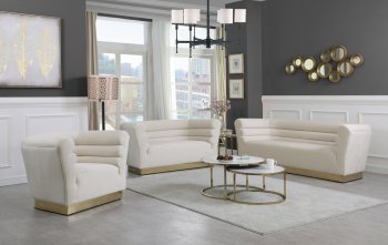 Bellini Sofa 669 in Cream Velvet Fabric by Meridian w/Options [MRS-669 Bellini Cream]