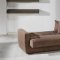 Elegant Truffle Microfiber Living Room with Storage Sleeper Sofa