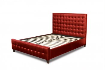 Red Bonded Leather Modern Tufted Zen Bed [DSBS-Zenbed Red]