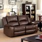 Kris Reclining Sofa CM6293 in Brown Top Grain Leather Match