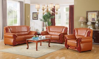 Bella 632 Sofa in Cognac Bonded Leather w/Optional Items [MRS-632COGNAC Bella]