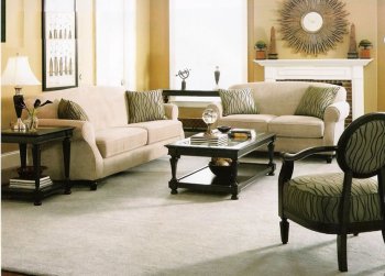 Beige Chenille Fabric Elegant Classic Living Room W/Rolled Arms [CRS-325-550241]