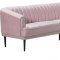 Rory Sofa 689 in Pink Velvet Fabric by Meridian w/Options