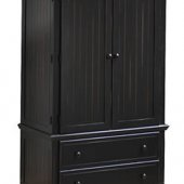 Antique Distressed Ebony Finish Contemporary Armoire