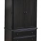 Antique Distressed Ebony Finish Contemporary Armoire