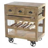 Amara 6479 Wooden Wine Cart with Shelf on Wheels by Homelegance