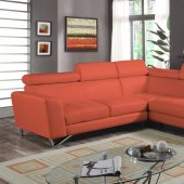 4026 Sectional Sofa in Orange Sateen Microfiber Fabric