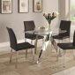 Clear Glass Top & Metal Chrome Base Modern 5Pc Dining Set