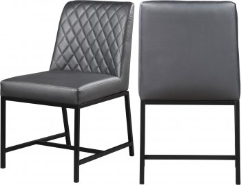 Bryce Dining Chair 918 Set of 2 in Grey Faux Leather -Meridian [MRDC-918 Bryce Grey]