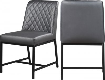 Bryce Dining Chair 918 Set of 2 in Grey Faux Leather -Meridian