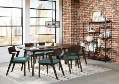 Jarmen 7Pc Dining Set 122521 in Medium Brown & Teal by Coaster