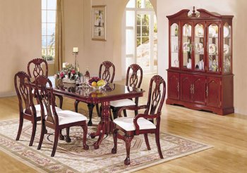 Dark Cherry Color High Gloss Finish Contemporary Dining Set [AMDS-118-6401 & 6415]