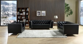 Bisby Sofa in Black Leather Gel w/White Piping & Options [ADS-Bisby]