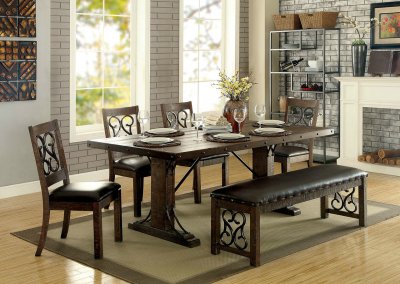 Paulina Dining Table CM3465T in Rustic Walnut w/Options