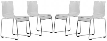 Lima Set of 4 Dining Chairs LC19CL in Clear by LeisureMod [LMDC-LC19CL-Lima Clear]