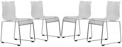 Lima Set of 4 Dining Chairs LC19CL in Clear by LeisureMod