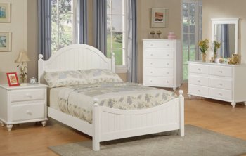 White Contemporary Kids Twin or Full Bed w/Optional Casegoods [PXBS-F9033]