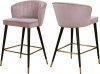 Cassie Counter Stool 793 Set of 2 Pink Velvet Fabric - Meridian