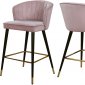 Cassie Counter Stool 793 Set of 2 Pink Velvet Fabric - Meridian