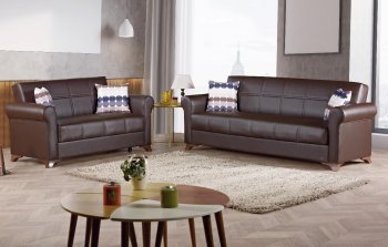 Queens Sofa Bed Convertible Dark Brown Leatherette w/Options [MYSB-Queens]