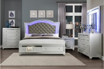 Leesa Bedroom Set 5Pc 1430 in Silver by Homelegance [HEBS-1430 Leesa]