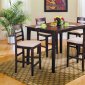 Rich Merlot Finish Contemporary Counter Height 5Pc Dinette Set