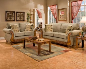 Honey Fabric Classic Sofa & Loveseat Set w/Options [CHFS-V4-8400 Shannen Honey]