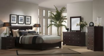 Dark Cappuccino Finish Contemporary Bedroom Set [LSBS-Kingston]